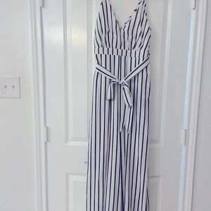 Promesa White and black striped Jumpsuit